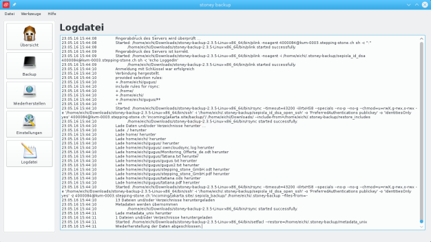 Logfile für Ihren Datensicherung